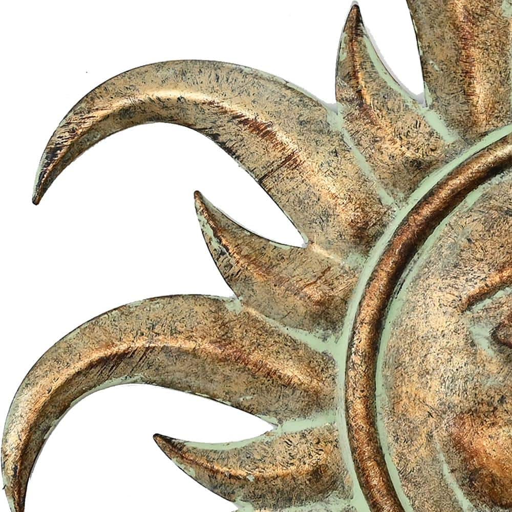 Gold Distressed Metal Sunburst Outdoor Wall Decor, 21.5 inches