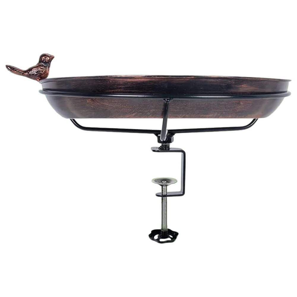 12 in. Metal Deck Mounted Bird Bath with Adjustable Sturdy Clamp for Outdoor Garden Balcony Patio Decoration price history on PriceWatchPro