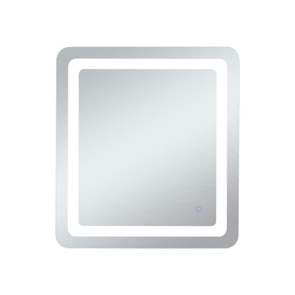 Unbranded Home Living 24 in. W x 30 in. H Rectangular Frameless LED Wall Bathroom Vanity Mirror in Glossy White(Color Changing)