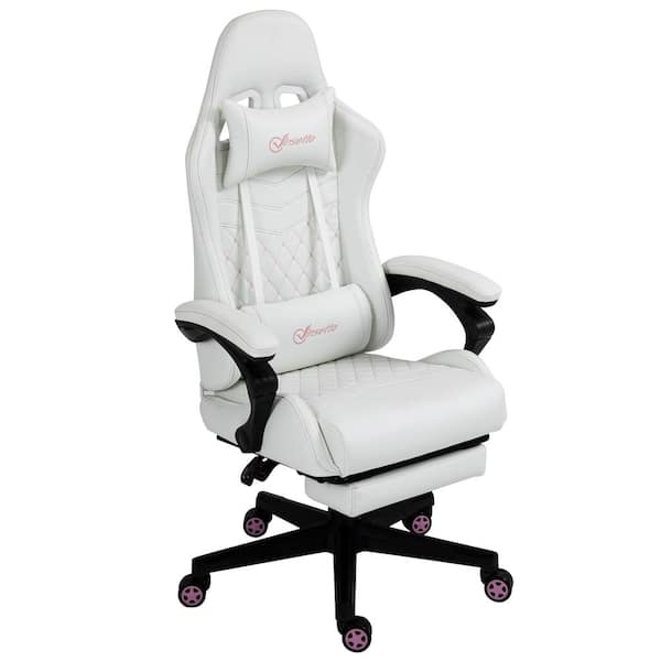 Gaming Chair Adjustable Swivel Racing Style Computer Office Chair-White丨Costway