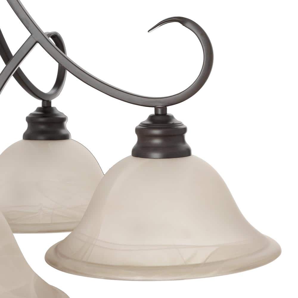 Elegant Lancaster 28" Rubbed Bronze Chandelier with Antique Marbled Glass