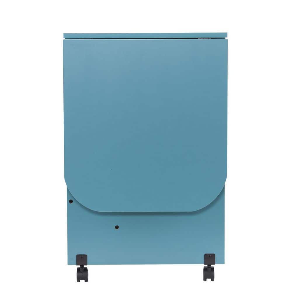 Turquoise Mobile Folding Sewing and Craft Table with Shelves