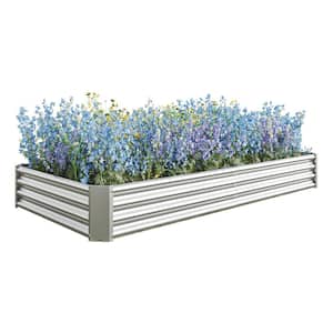 91.34 in. x 44.69 in. x 11.81 in. Silver Metal Raised Garden Bed Kit, Raised Bed for Flower Planters, Vegetables Herb