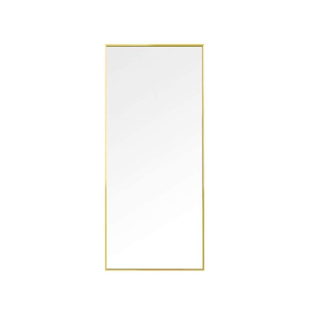 16 in. W x 59 in. H Full Length Rectangular Framed Gold Mirror with Stand f