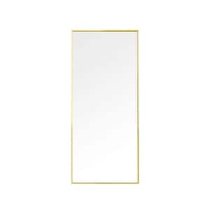 16 in. W x 59 in. H Full Length Rectangular Framed Gold Mirror with Stand for Living Room, Vanity, Bedroom
