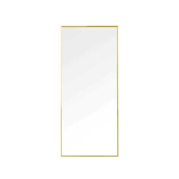 Unbranded 16 in. W x 59 in. H Full Length Rectangular Framed Gold Mirror with Stand for Living Room, Vanity, Bedroom