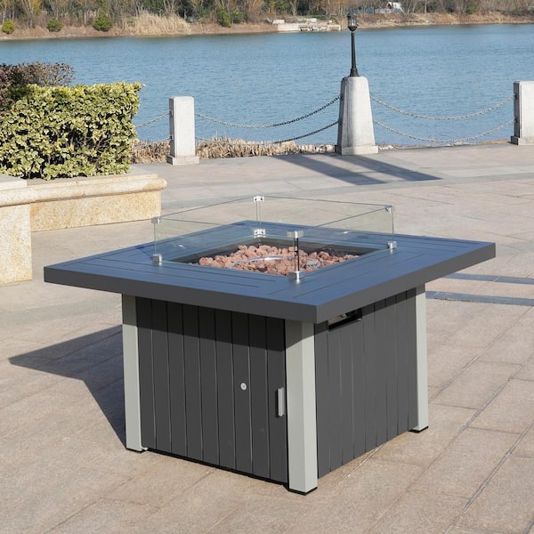 Jack Gray Square Aluminum Outdoor Fire Pit Table