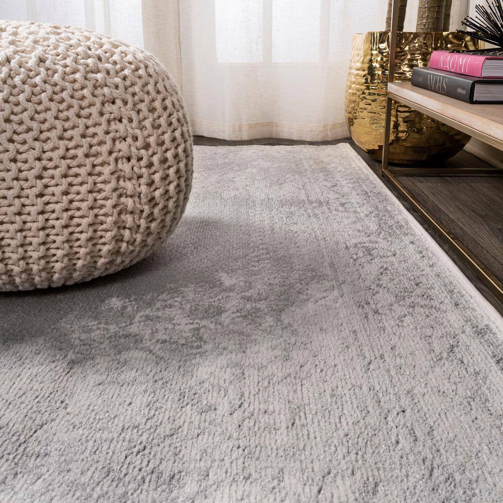 Rosalia Gray and Dark Gray Synthetic 2'3" x 10' Runner Rug