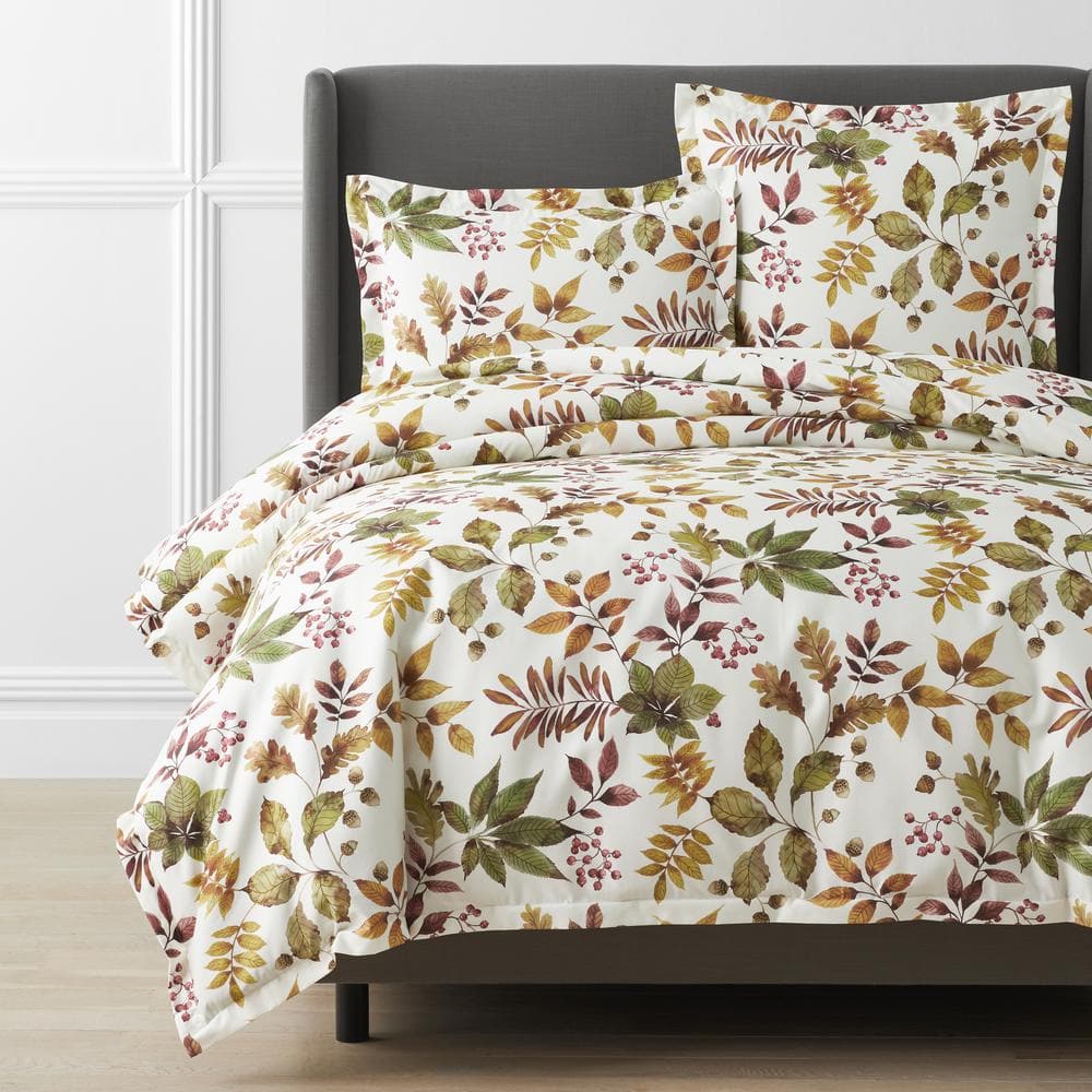 The Company Store Legends Hotel Fall Leaves Wrinkle-Free Multi King Sateen  Duvet Cover 51083D-K-IVORY - The Home Depot