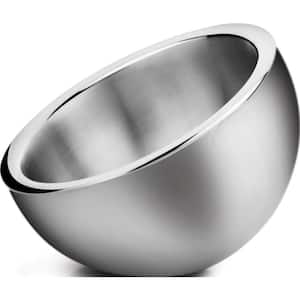5 in. 48.5 fl. oz. Silver Stainless Steel Double Wall Angled Display Serving Bowls