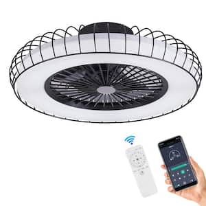 20 in. LED Indoor Black Ceiling Fan with Lights and Remote Control and APP