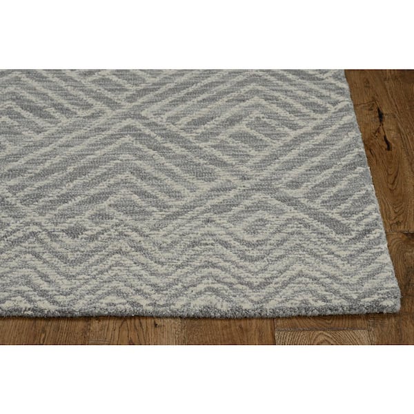 Opal Denim 8 ft. x 11 ft. Geometric Coastal Hand-Tufted Wool Area Rug