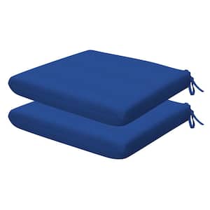 Outdoor Universal Dining Seat Cushion Textured Solid Sapphire Blue (Set of 2)