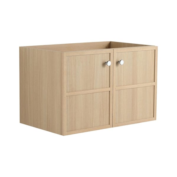 Posey 29.33 in. W Wall-Mounted Bath Vanity Cabinet without Top in Oak with 2-Soft Closing Doors