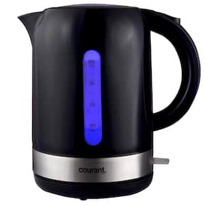 7-Cup Black Cordless Electric Kettle with Water Level Window