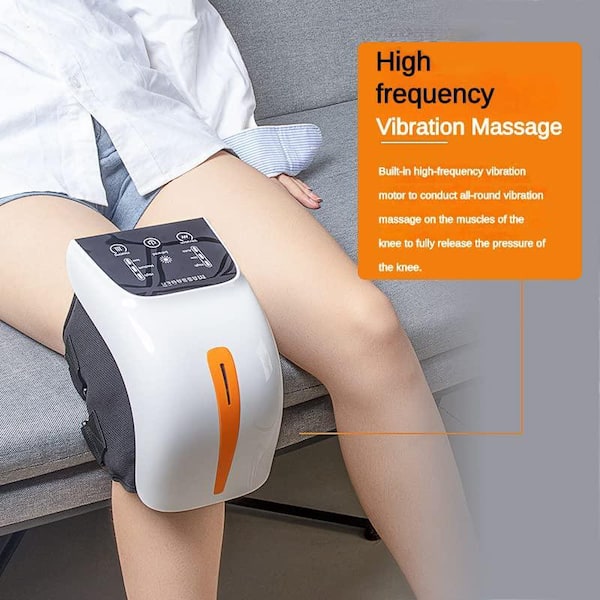 Aoibox Rechargeable Cordless Knee Massager with LED Screen, Infrared Heat, Vibration Massage for Knee Joint Pain Relief, White