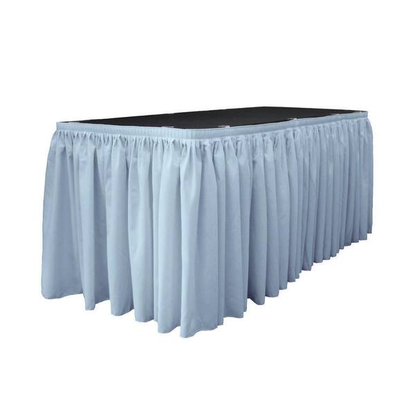 17 ft. x 29 in. Long Light Blue Polyester Poplin Table Skirt with 10 L-Clips