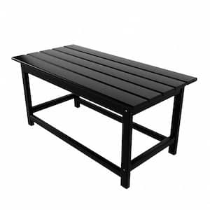 Laguna Black Outdoor All Weather Fade Resistant HDPE Plastic Rectangle Patio Furniture Coffee Table