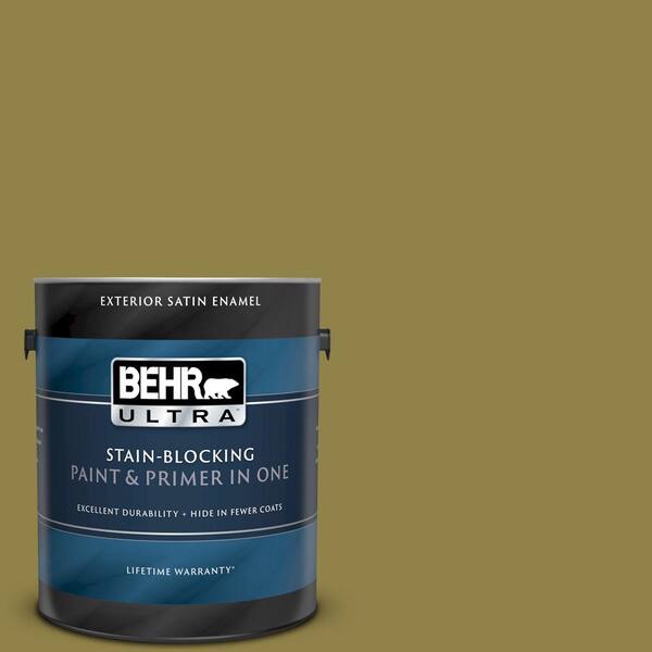 BEHR ULTRA 1 gal. #UL200-21 Lucky Bamboo Satin Enamel Exterior Paint and Primer in One