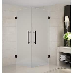 Vanora 32 in. x 32 in. x 72 in. Completely Frameless Hinged Corner Shower Enclosure with Frosted Glass in Bronze