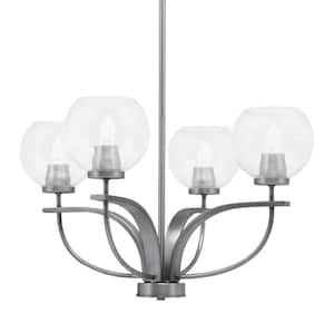 Olympia 4-Light Uplight Chandelier Graphite Finish 5.75 in. Clear Bubble Glass
