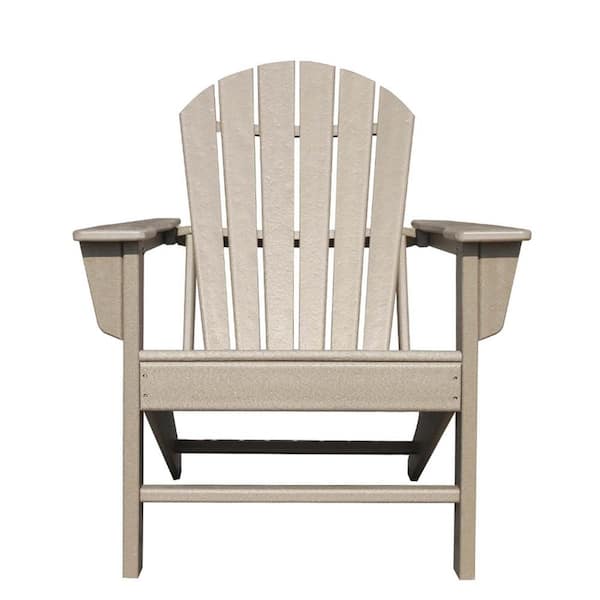 Tunearary 23.80 in. W Gray HDPE Weather Wood Outdoor Adirondack Chair for Backyard
