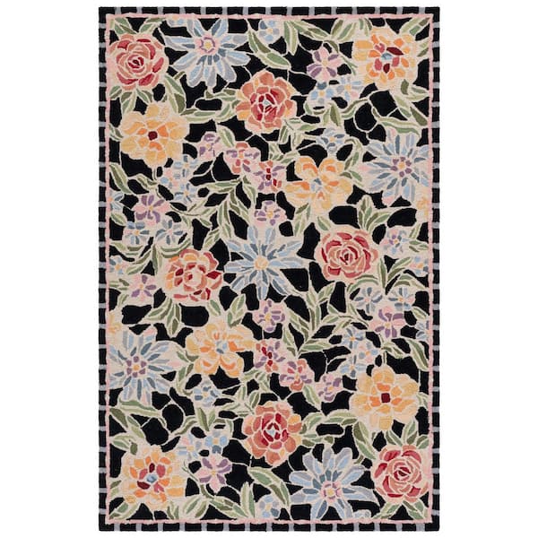 Chelsea 5 ft. x 8 ft. Black Floral Area Rug