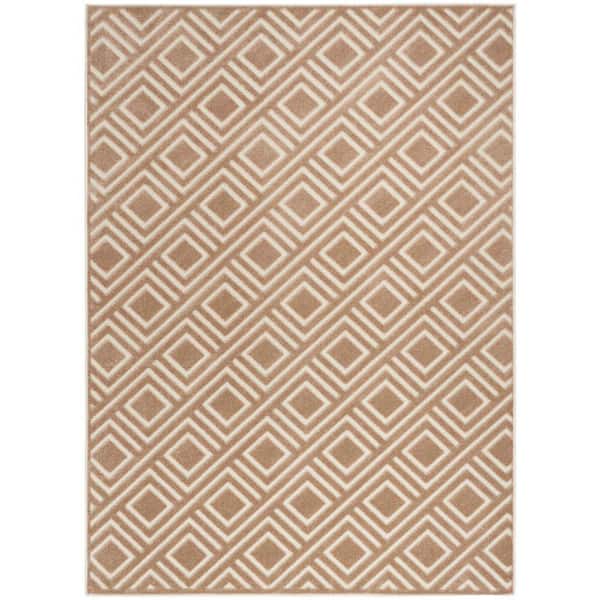Nourison Casual Brown 5 ft. x 7 ft. Checker Contemporary Area Rug