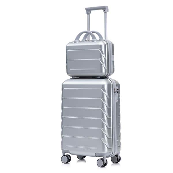 Lavor 2-Piece Silver ABS Hardside Spinner Wheel Luggage Set with Combination Lock and Cosmetic Case