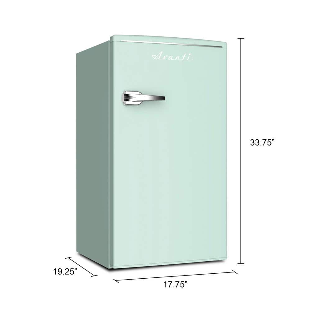 Seafoam Green Retro Compact Refrigerator with Glass Shelves, 3.1 cu ft
