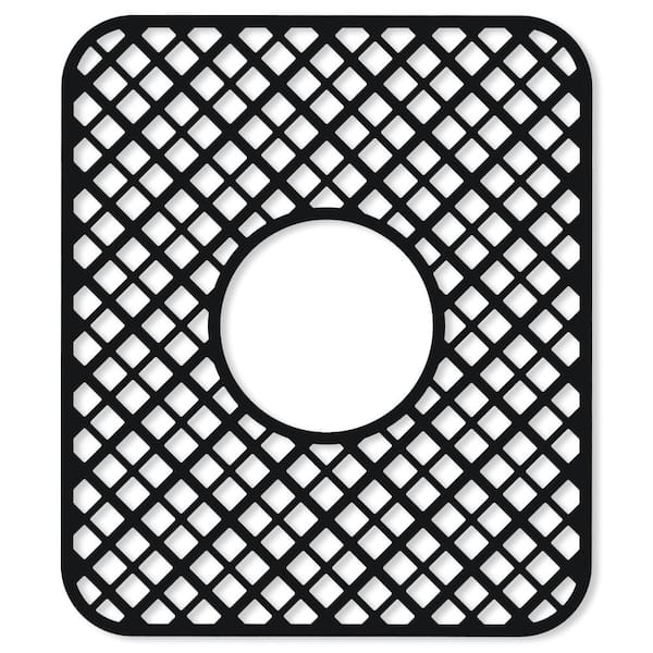 2-Pack Black Silicone Sink Protector Mats 13 in. x 11 in., Trellis Pattern Center Drain for Kitchen Sinks