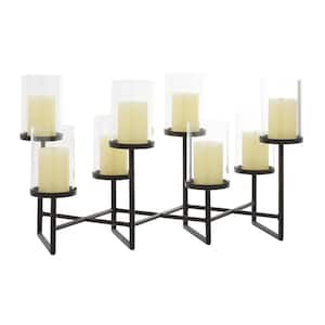 15 in. Black Metal Candelabra with 8 Candle Capacity