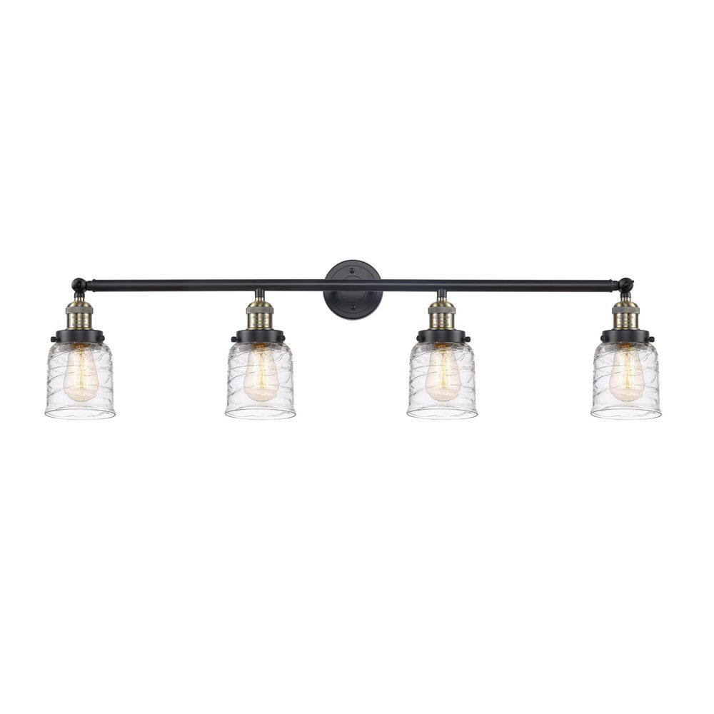 Bell 42 in. 4-Light Black Antique Brass Vanity Light with Glass Shade price history on PriceWatchPro