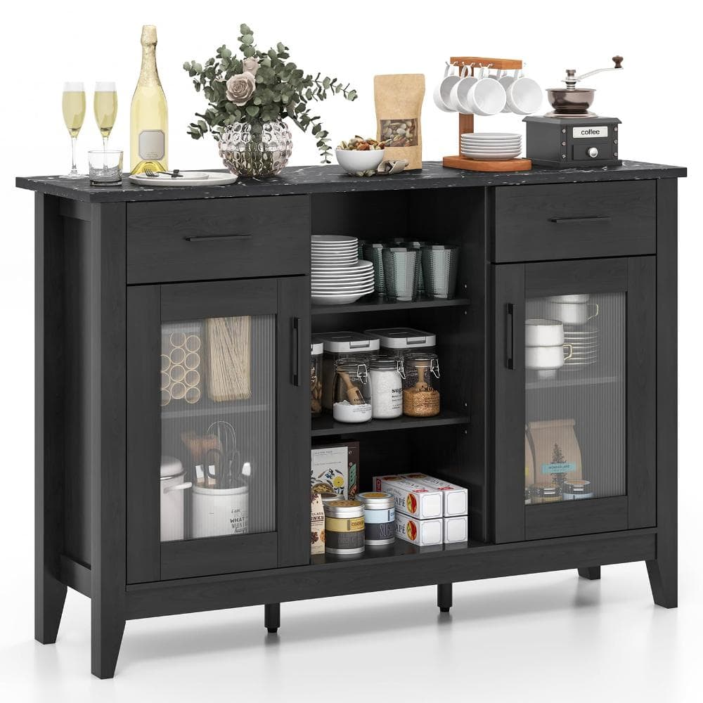 Sideboard Buffet Cabinet with 2 Drawers and 4 Adjustable Shelves