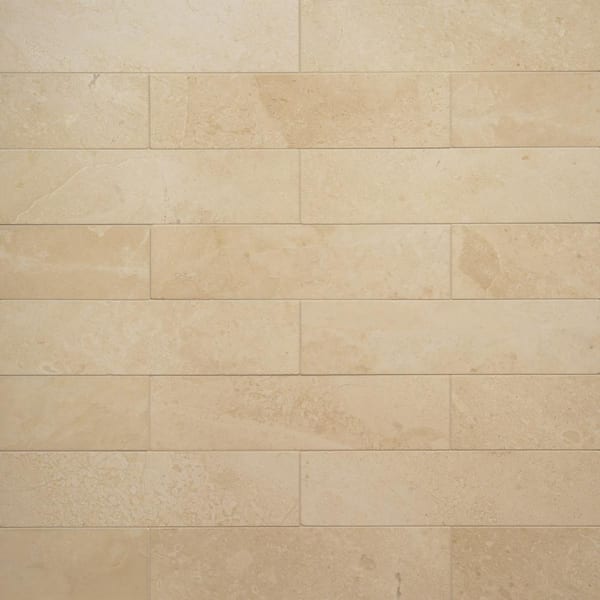 Bedrosians Caspian Bisque 3 in. x 12 in. Honed Caspian Bisque Marble Look Subway Tile (9.0 sq. ft./Case)