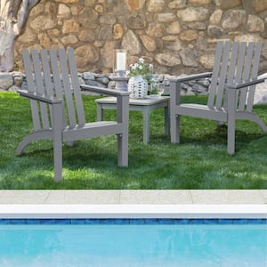Gray Wooden Outdoor Adirondack Chair Patio Lounge Chair with Armrest (Set of 2)