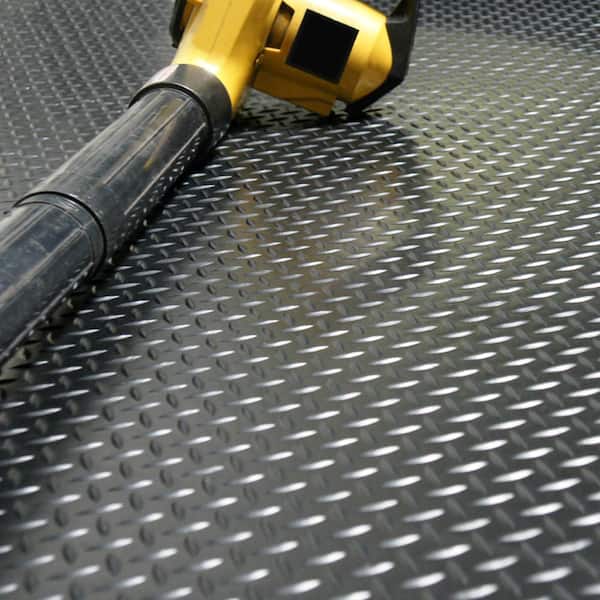 Diamond Plate Rubber Safety Mat 4 X 8 Ft Black Garage Flooring Roll 32 Sq Feet 