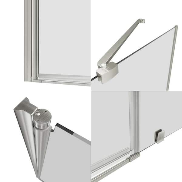 60 in. W x 72 in. H Freestanding Single Sliding Frameless Shower Enclosure in Brushed Nickel Finish