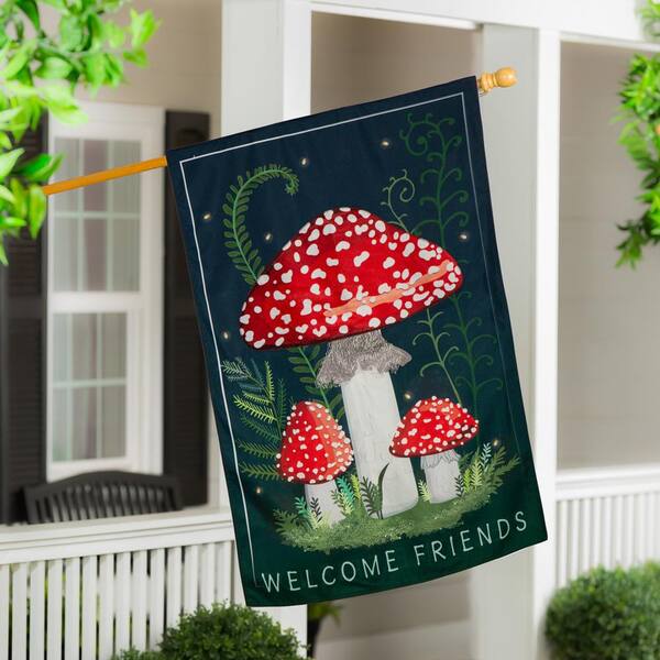 Welcome Friends Mushroom Garden Linen House Flag