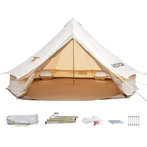 8-10 Person Canvas Glamping Bell Tent, Breathable Waterproof Yurt Tent with Stove Jack and Detachable Side Wall