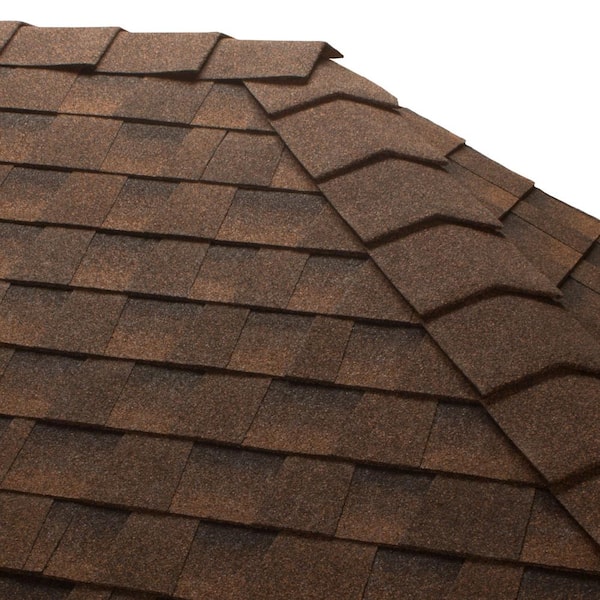 GAF TimberCrest 10 in. W Hickory/Sedona Sunset Bullnose Hip and Ridge Cap Shingles (20 lin. ft. per Box) (30-Pieces)