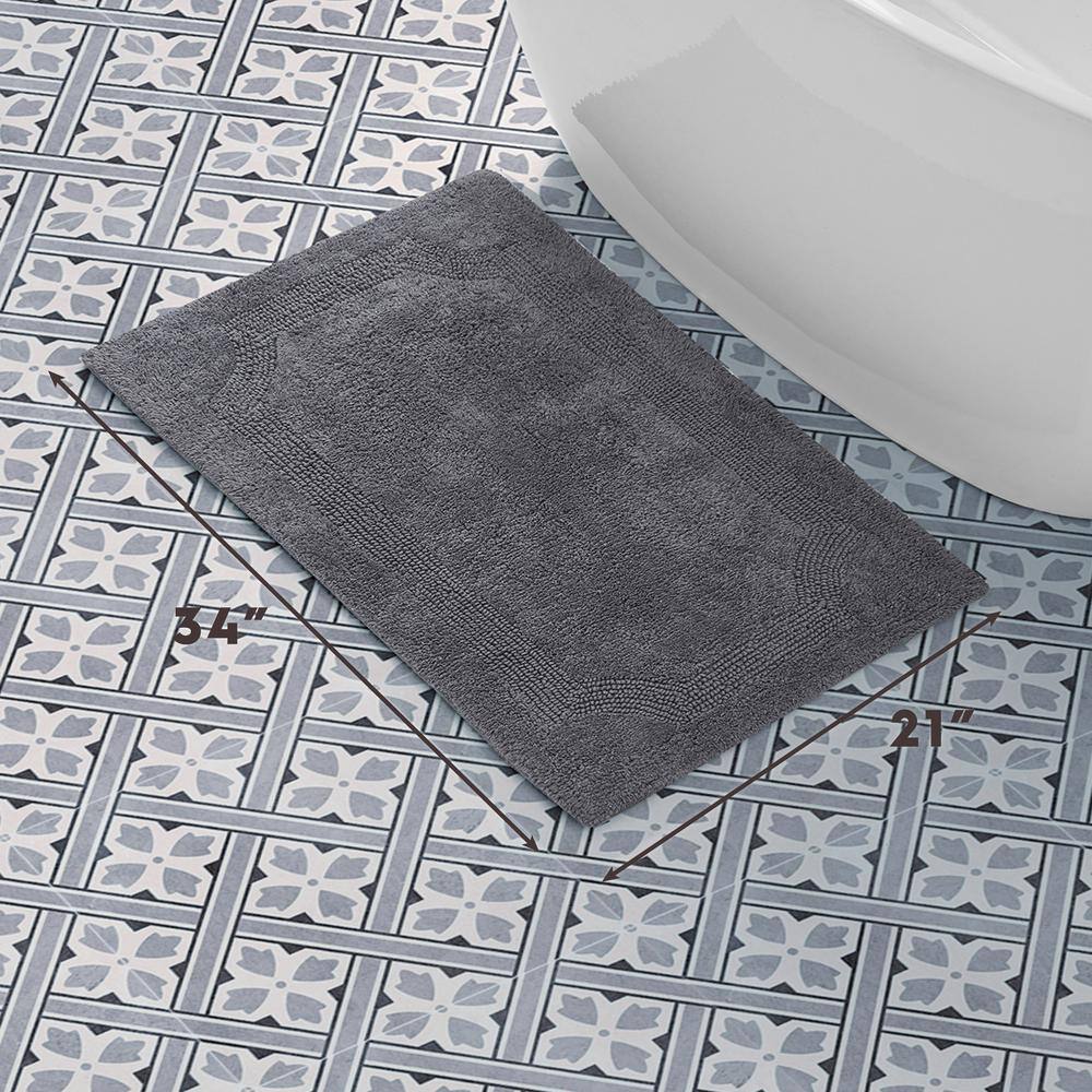 Charcoal Gray Cotton Reversible Bath Rug 21" x 34"