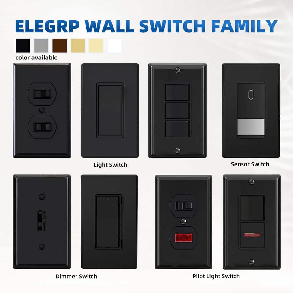 Black Matte Thermoplastic Rocker Light Switch Set of 10