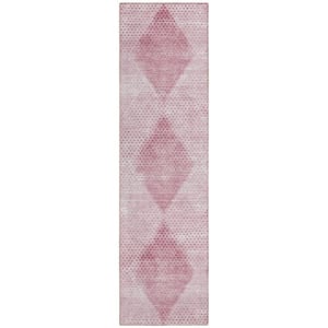 HomeRoots Blush 2 ft. x 8 ft. Woven Abstract Runner Indoor/Outdoor Area ...
