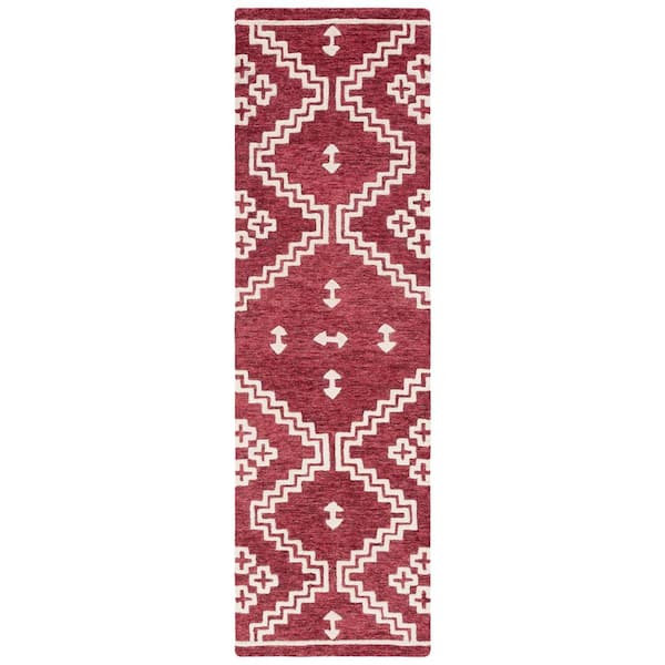 SAFAVIEH Abstract Red/Ivory 2 ft. x 8 ft. Tribal Chevron Runner Rug