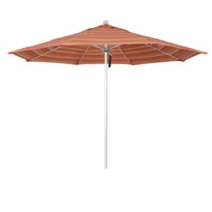 11 ft. Silver Aluminum Commercial Market Patio Umbrella with Fiberglass Ribs and Pulley Lift in Dolce Mango Sunbrella