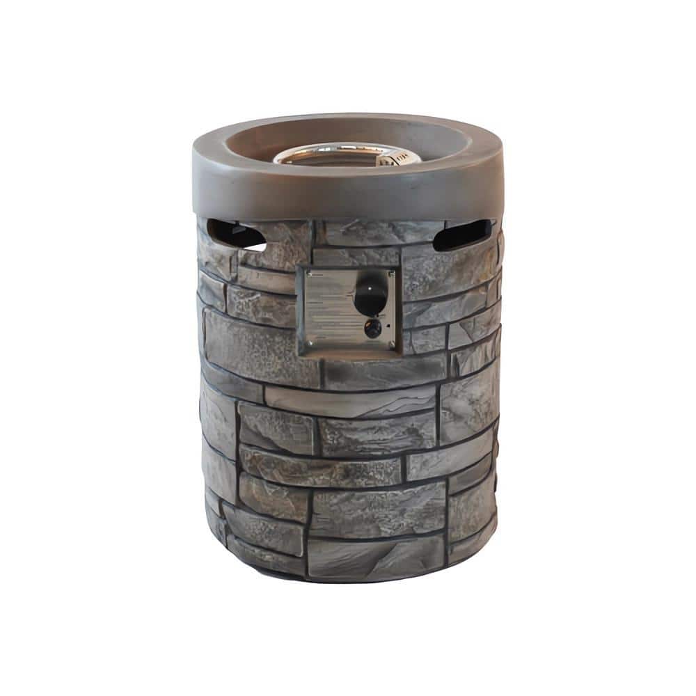 20 in. Round Outdoor Propane Fire Pit Table in Stone Gray 32,000 BTU with L
