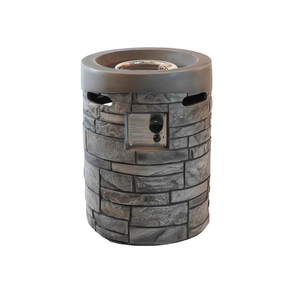 Unbranded 20 in. Round Outdoor Propane Fire Pit Table in Stone Gray 32,000 BTU with Lava Stone and Rainproof Cover