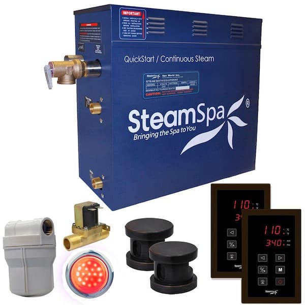 SteamSpa Royal 10.5kW QuickStart Steam Bath Generator Package with Built-In Auto Drain in Polished Oil Rubbed Bronze