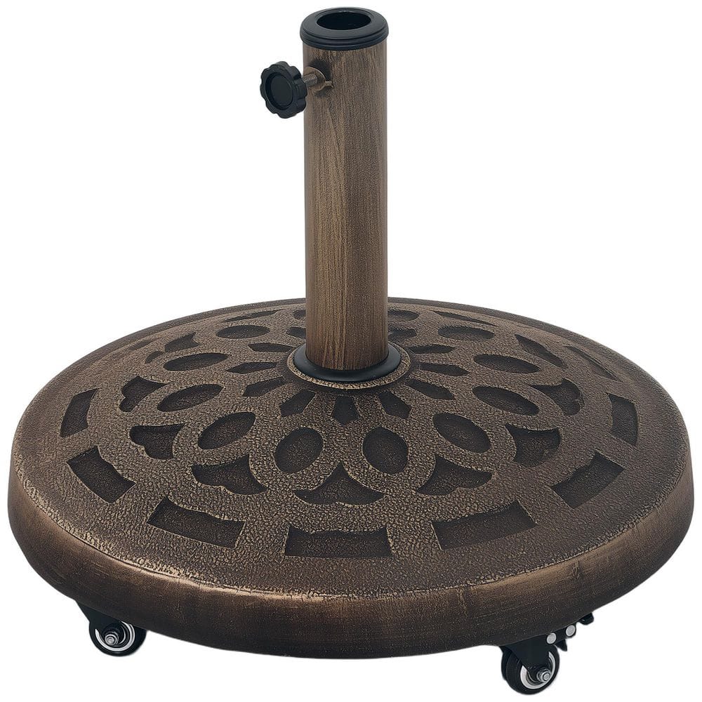 46 lb. Resin Patio Umbrella Base with Wheels, Patio Umbrella Holder for 1.3